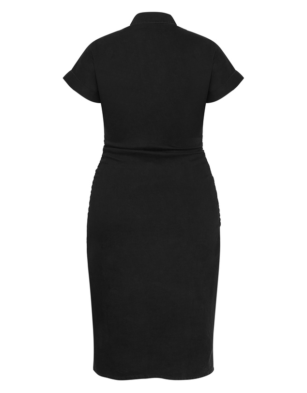 City Chic - Plus size Ruby Denim Zip Front Dress - black wash