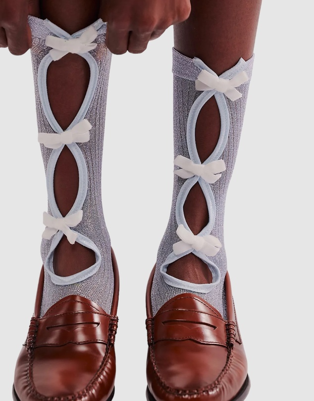 High Heel Jungle - Lurex Velvet Bow Socks