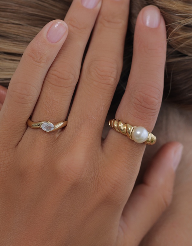 Elli Jewelry - Ring Crystal Oval 925 Sterling Silver Gold-Plated