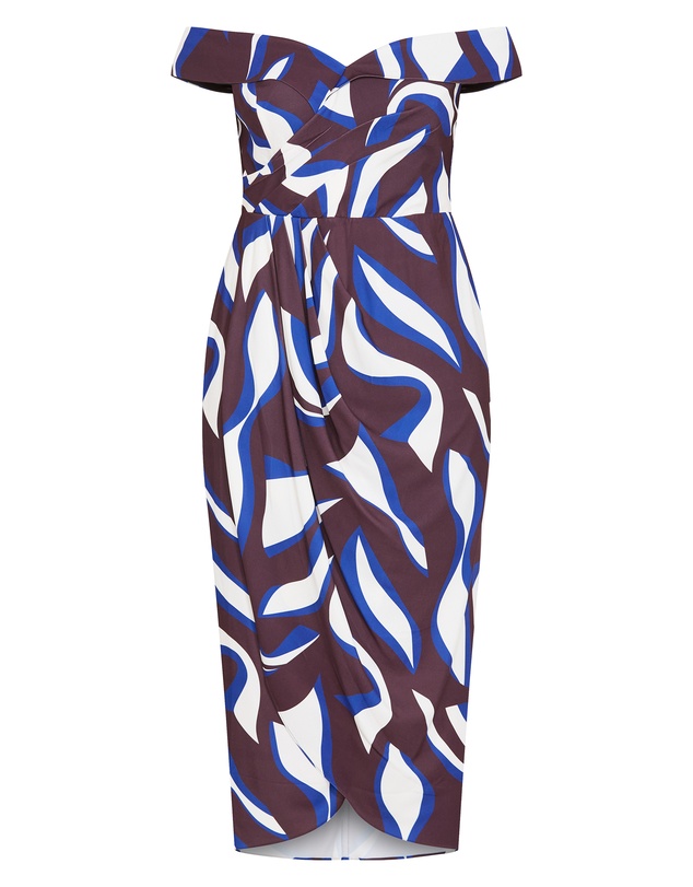 City Chic - Claire Print Off Shoulder Dress