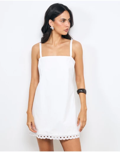 AERE - Eleni Cotton Trim Mini Dress