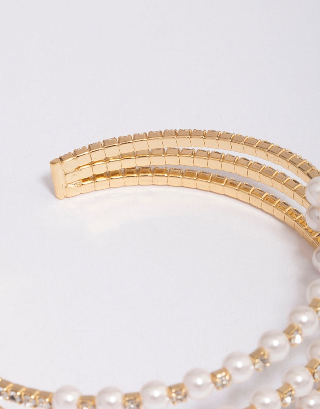 Lovisa - Gold Plated Triangular Cubic Zirconia Pearl Wrist Cuff