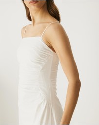 Atmos&Here - Cinch Waist Linen Blend Midi Dress
