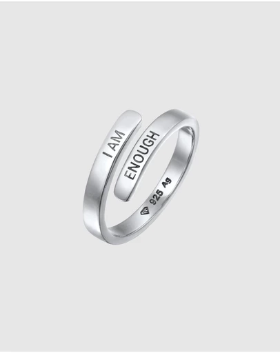 Elli Jewelry - Ring I am Enough Wording 925 Sterling Silver