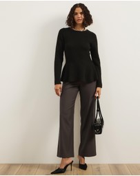Atmos&Here - Ivy Boat Neck LS Peplum Knit Top