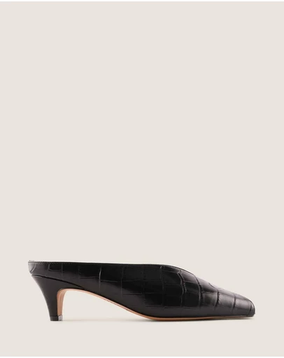 Shelly Shen - Cosmo Low Heels Black Croc