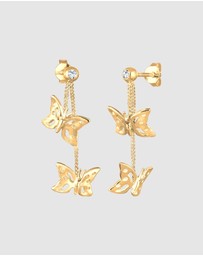 Elli Jewelry - Earrings Ear Hanger Butterfly Trend Nature with Crystals in 925 Sterling Silver Gold Plated