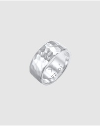 Kuzzoi - ICONIC EXCLUSIVE - Ring Men Band Ring Hammered Chunky Solid in 925 Sterling Silver