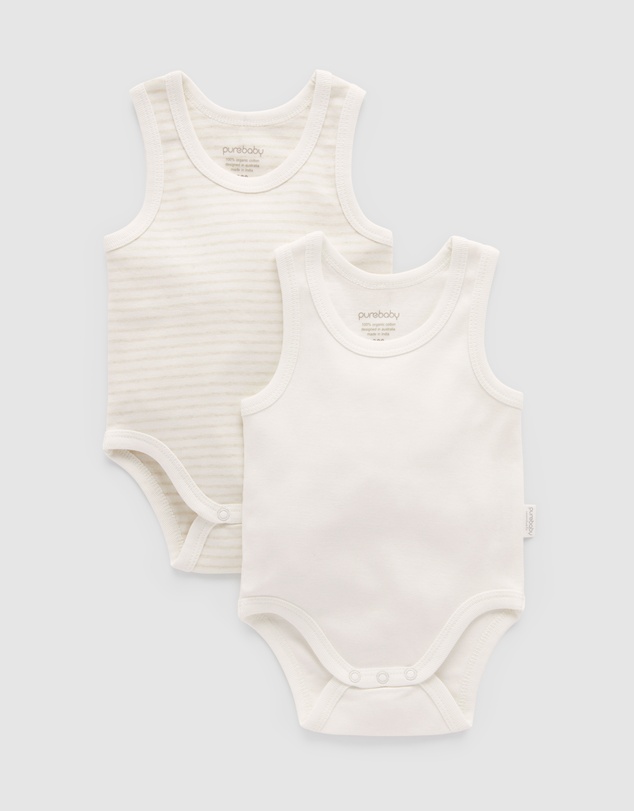 Purebaby - Rib Bodysuit 2 pack - Babies