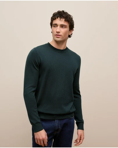 Trenery - Merino Classic Crew in Pine Green