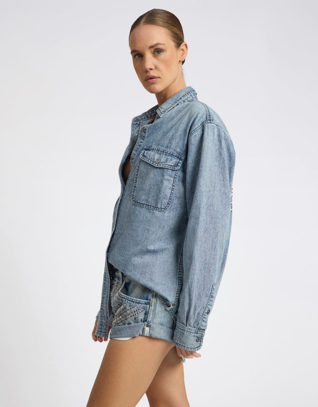 ONE TEASPOON - 25th Anniversary Limited Edition Everyday Studded Denim Shirt - Salty Dog