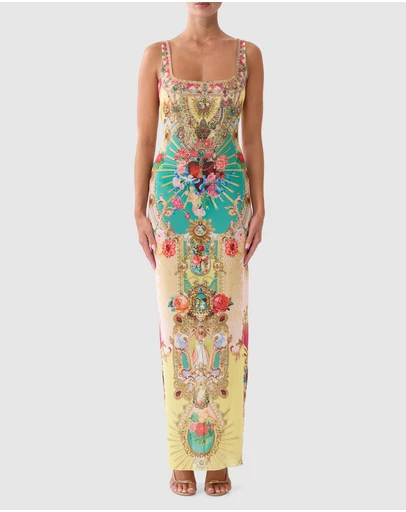 Camilla - Square Neck Beach Maxi Dress with Low Back