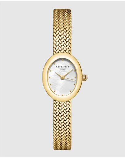 Rosefield - Mini Oval Gold-Tone Woven Mesh Watch