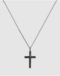 Kuzzoi - ICONIC EXCLUSIVE - Necklace Cross Pendant Oxidized Massive 925 Sterling Silver