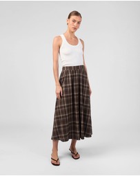 MVN - Plaid Midi Skirt