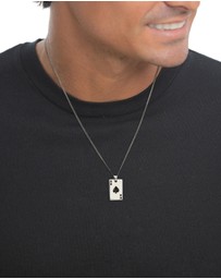 Kuzzoi - ICONIC EXCLUSIVE - Ace of Spades Card Pendant Necklace in 925 Sterling Silver