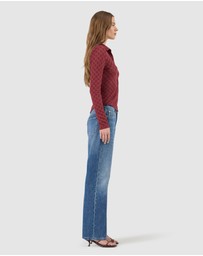 Rolla's - Daisy Lace Long Sleeve Shirt - Dark Cherry