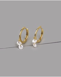 Wanderlust + Co - Glimmer Gems 14K Gold Vermeil Huggie
