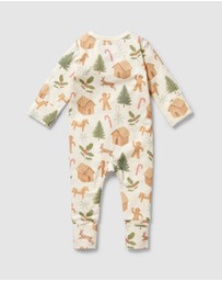 Wilson & Frenchy - Christmas Holly Jolly Magic Organic Zipsuit With Feet - Babies