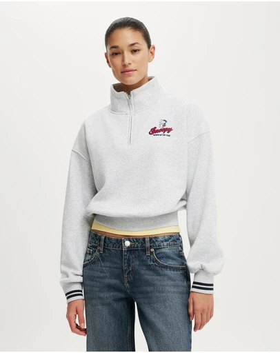 Cotton On - Quarter Zip License Graphic Sweatshirt