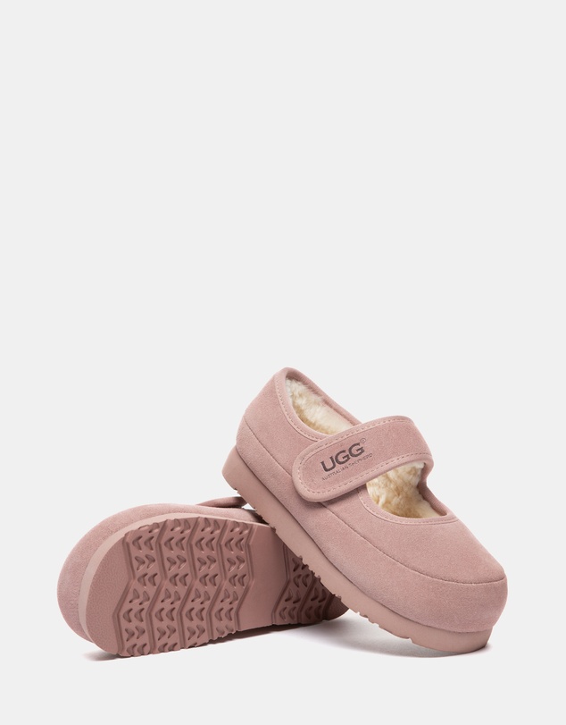 EVERAU - Australian Shepherd Ugg Millie Kids Cow Suede Upper Loafer Oxfords Flats