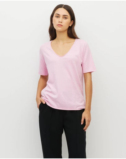 JH Lounge - JHL V-Neck T (Fine Cotton Cashmere) Candy Marle