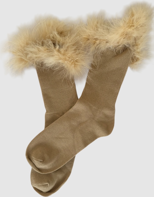 High Heel Jungle - Frou-Frou Faux Fur Trim Combed Cotton Socks