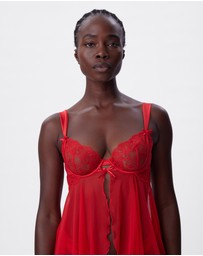 Bras N Things - Enchanted Racing Hearts Babydoll Bra - Red