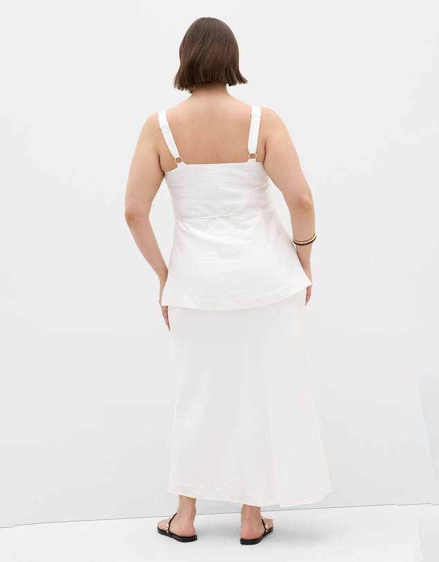 City Chic - Plus size Alexi Longline Tie Waist Top - ivory