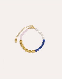 Ottoman Hands - Waterproof Lapis and Pink Jade Beaded Bracelet