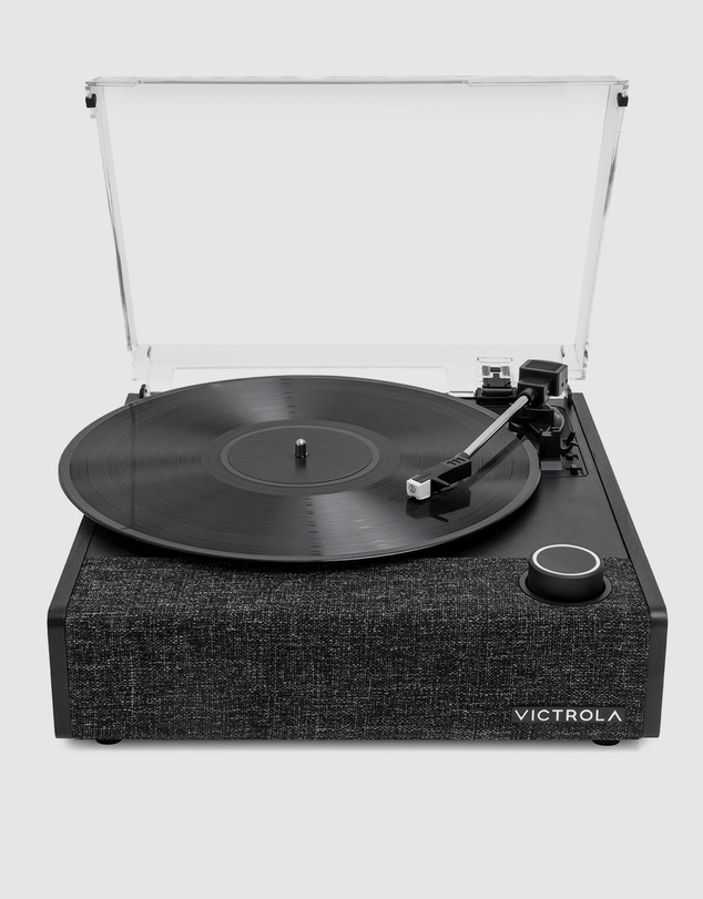 Victrola - Victrola Eastwood II Turntable - Black + Bundled Crosley Record Storage Display Stand
