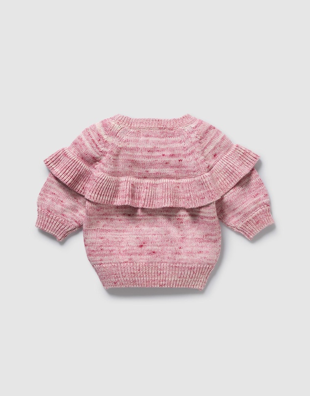Wilson & Frenchy - Rhubarb And Cream Knitted Ruffle Jumper - Babies