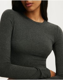 Cotton On - Sheer Layer Crew Long Sleeve Top