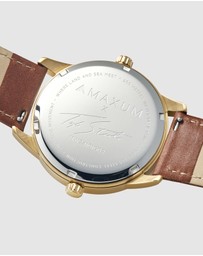 Maxum - Maxum x Taylor Steele - Green Dial, Gold Tone Case & Brown Leather Band