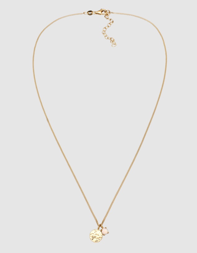 Elli Jewelry - Necklace Opal Circle 925 Sterling Silver Gold-Plated