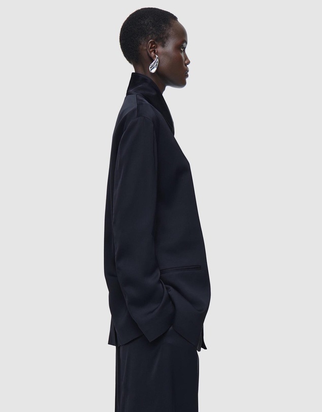 COS - Stand-Collar Satin Tuxedo Blazer