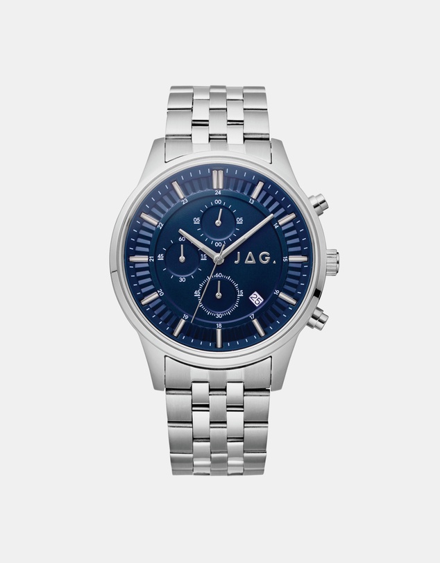 Jag - Albany Mens Blue Dial 45mm Silver Watch