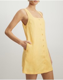 AERE - Bari Linen Button Down Mini Dress