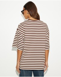 Dazie - Nostalgia Stripe Oversized Boyfriend Tee