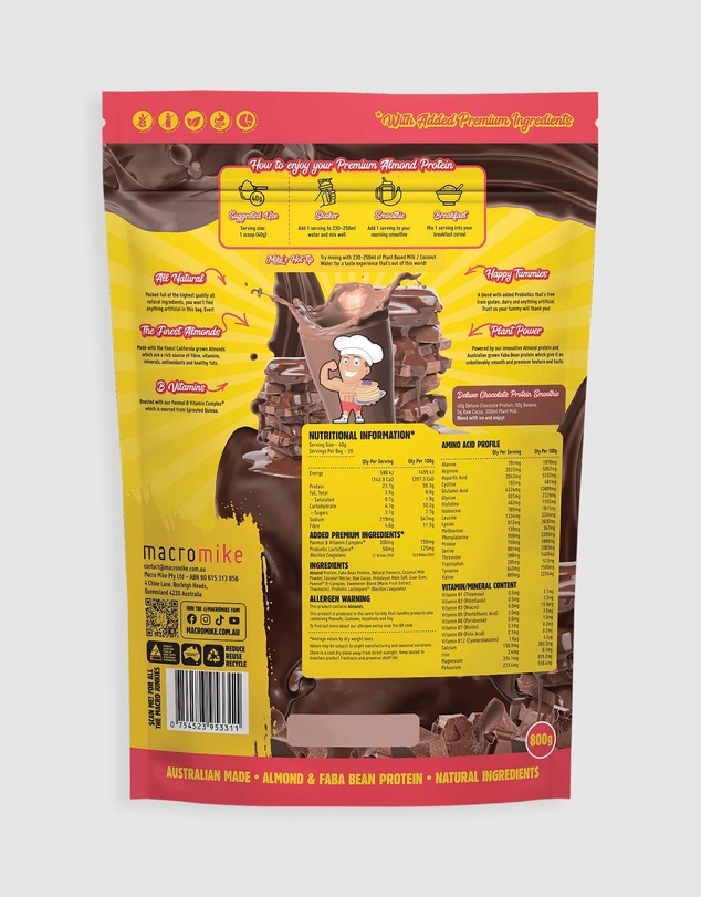 Macro Mike - Deluxe Chocolate Premium Almond Protein - 800g