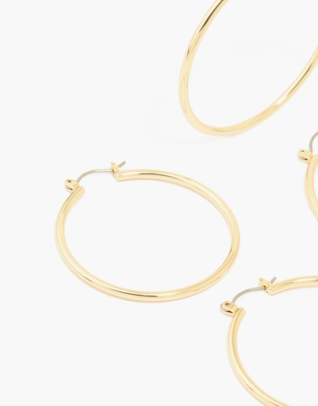 Lovisa - Gold Plated Large Thin Hoop Earrings 2-Pack