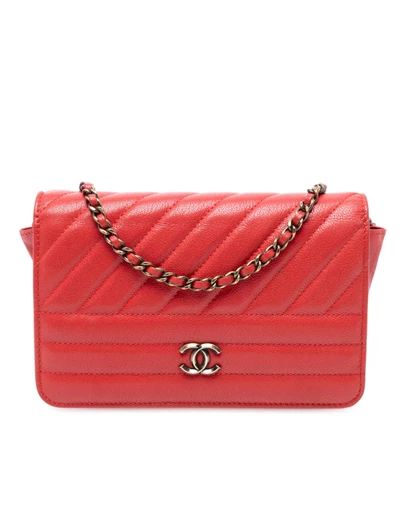 Pre-Loved by Azura Reborn - Pre-Loved Quilted Goatskin Diagonal Wallet On Chain