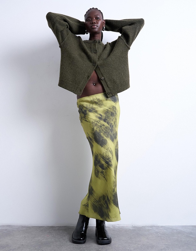 TOPSHOP - Bias Maxi Skirt With Blurred Floral Print