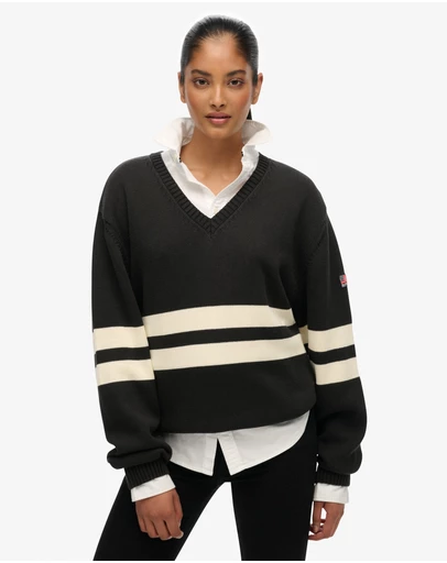 Superdry - Oversized Striped V Neck