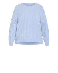 City Chic - Plus size Kenia Crew Neck Knit Jumper - sky blue