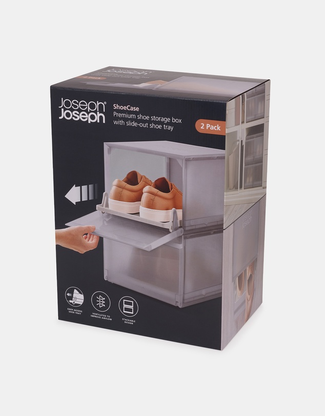 Joseph Joseph - ShoeCase Premium Shoe Storage Box with Slide-out Shoe Tray (2 Pack)