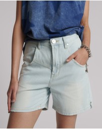 ONE TEASPOON - Kinks Mid Waist Long Length Denim Shorts - Le Surf