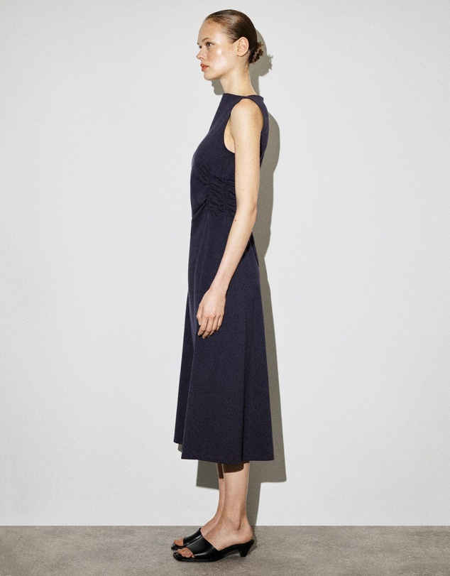 COS - Ruched-Waist Cotton-Jersey Midi Dress