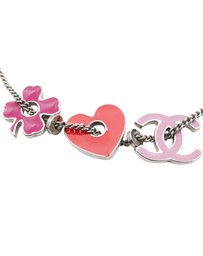 Pre-Loved by Azura Reborn - Pre-Loved CC Silver Plated Enamel Heart and Clover Charm Pendant Necklace