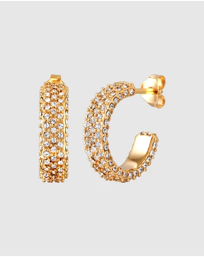 Elli Jewelry - Crystal Stud Earrings in Gold-Plated 925 Silver